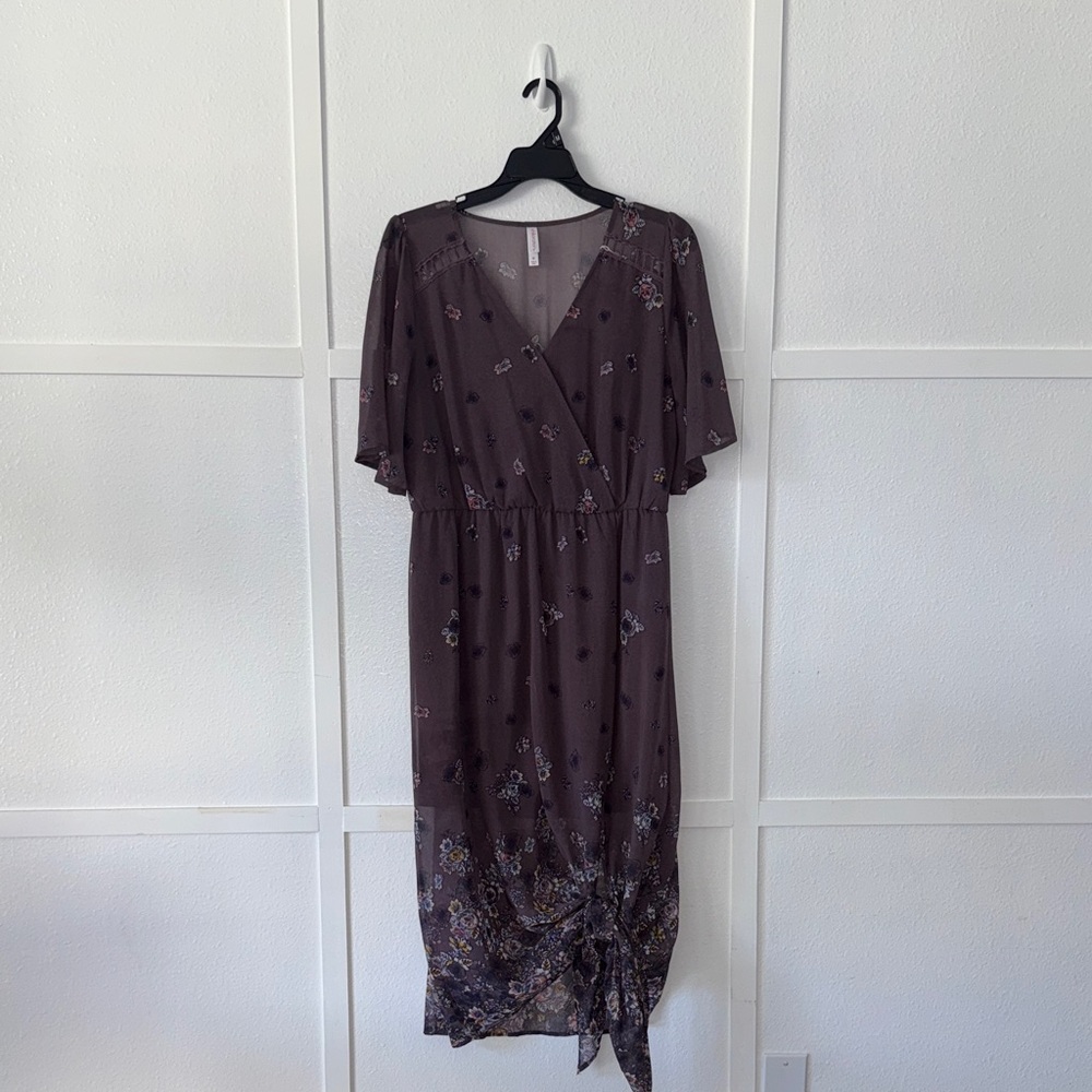 Xhilaration Purple Floral Midi Dress